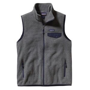 Patagonia Gray/ Navy Lightweight Synchilla Snap-T Fleece Vest Size Medium